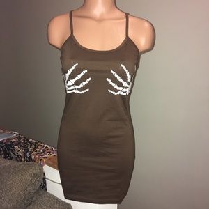 Brown Skeleton Hands Mini Bodycon ZAFUL Dress NWT